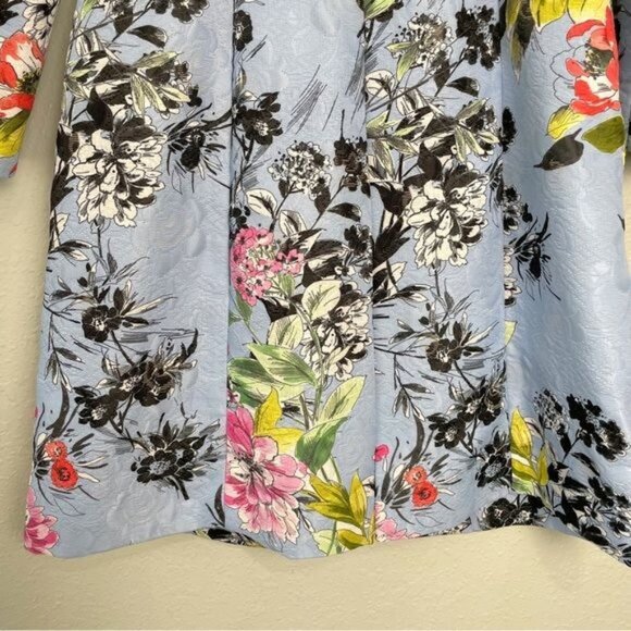 Carlisle Collection blue floral button front quilted coat jacket 2 - Picture 12 of 14